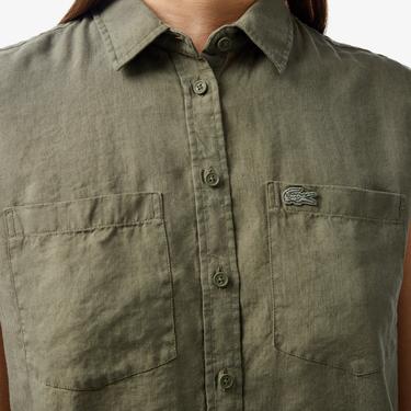  Kadın Kolsuz Haki Gömlek