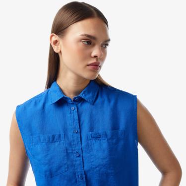 Kadın Kolsuz Lacivert Gömlek