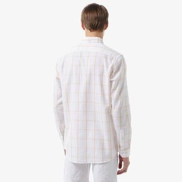  Erkek Regular Fit Ekose Beyaz Gömlek