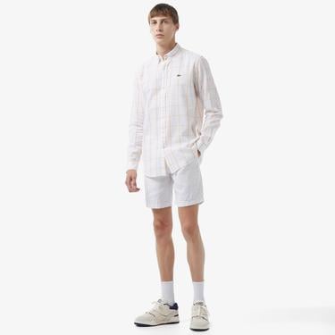  Erkek Regular Fit Ekose Beyaz Gömlek