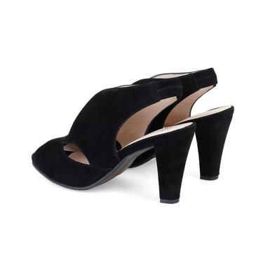  XXXUrsula Siyah Kadın Topuklu Süet DesaComfort Deri Sandalet