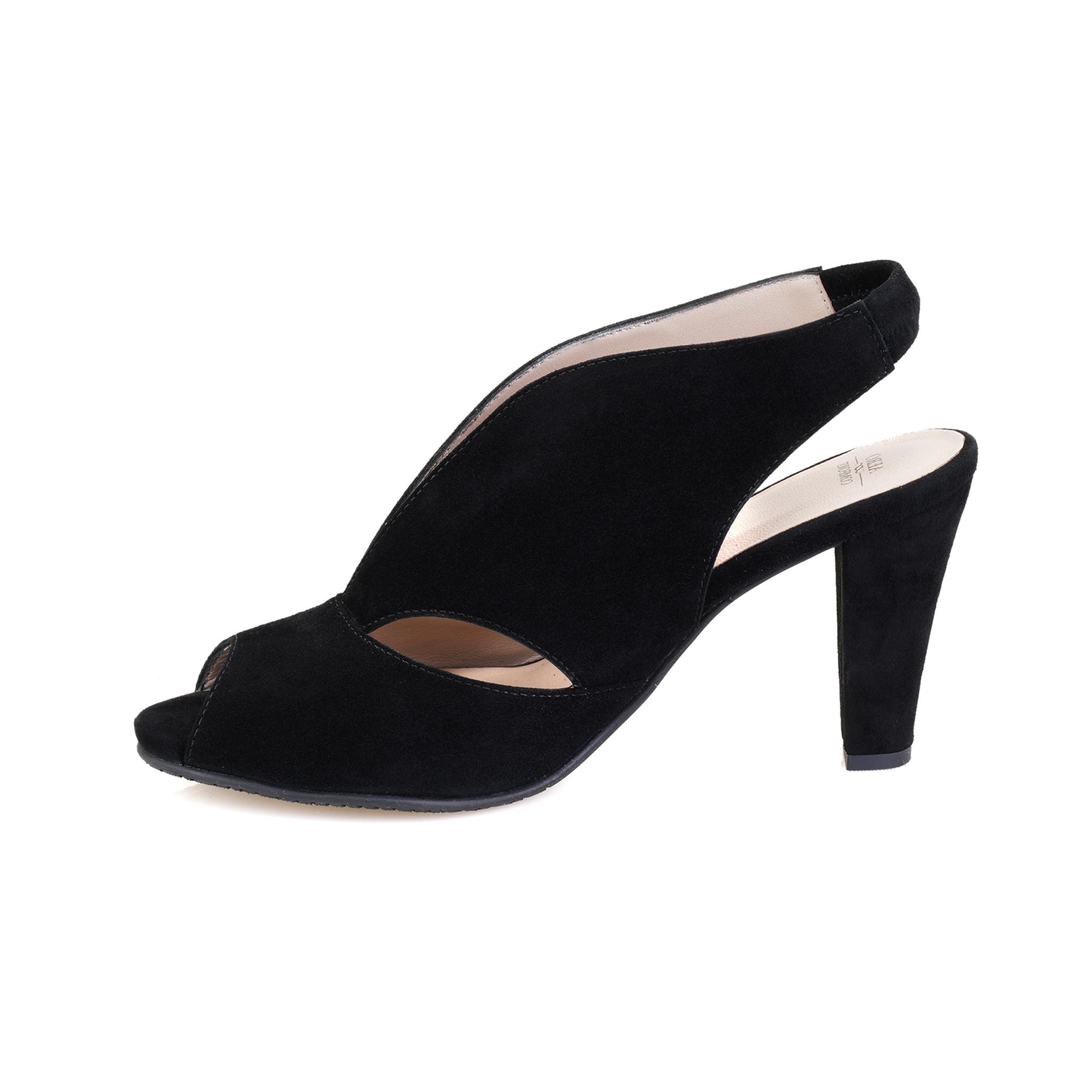 XXXUrsula Siyah Kadın Topuklu Süet DesaComfort Deri Sandalet