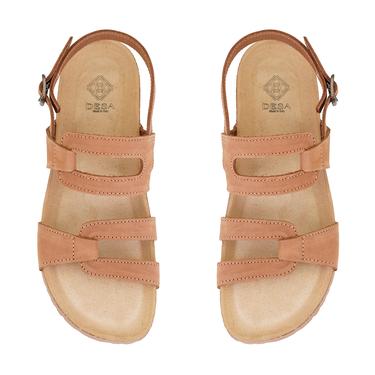  Kadın Taba Ayarlanabilir Tokalı Nubuk Deri Sandalet