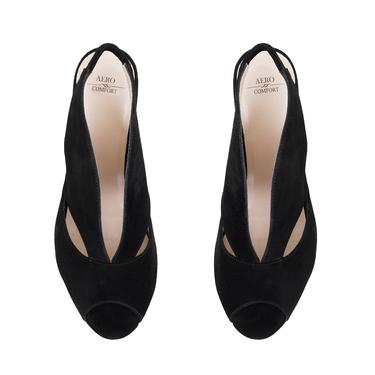  XXXUrsula Siyah Kadın Topuklu Süet DesaComfort Deri Sandalet