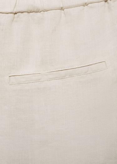  Mango Kadın Keten Jogger Pantolon Ekru