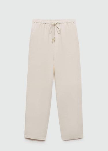  Mango Kadın Keten Jogger Pantolon Ekru
