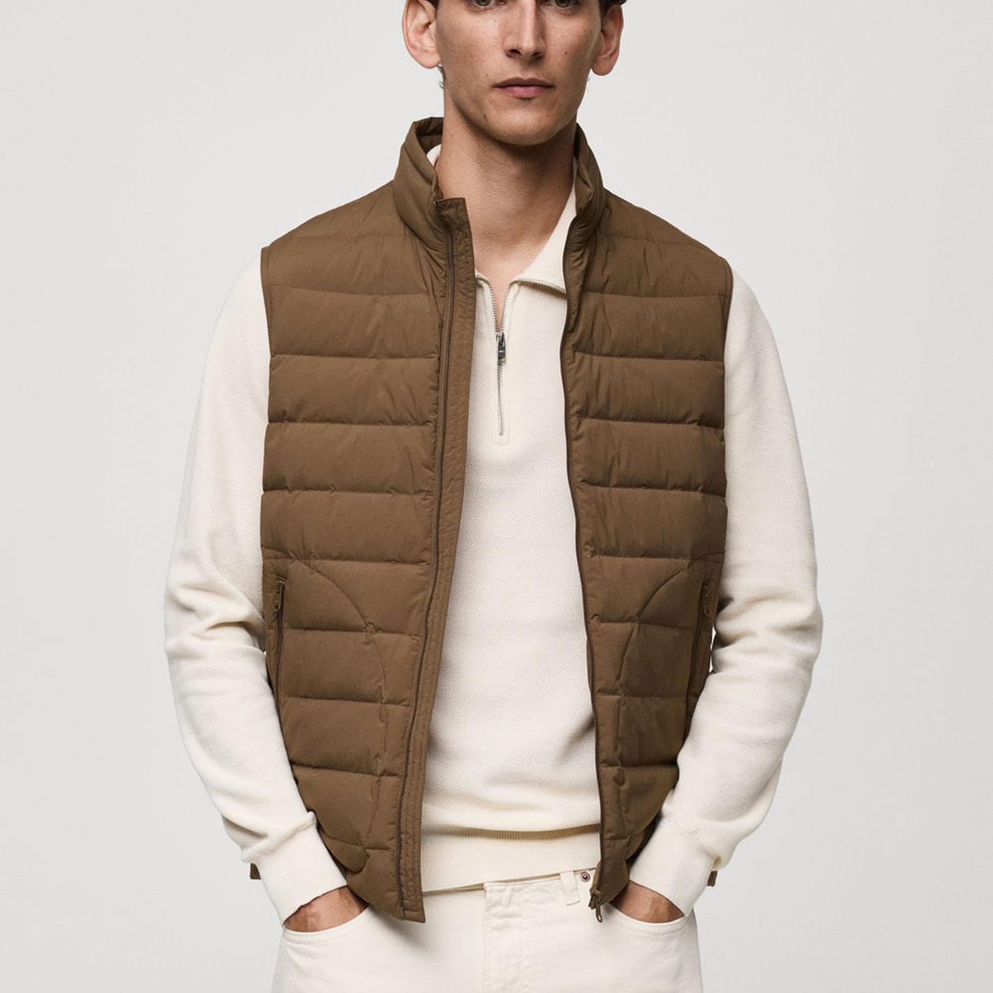 Mango Erkek Tüy Dolgulu Kapitone Yelek Tütün Kahvesi