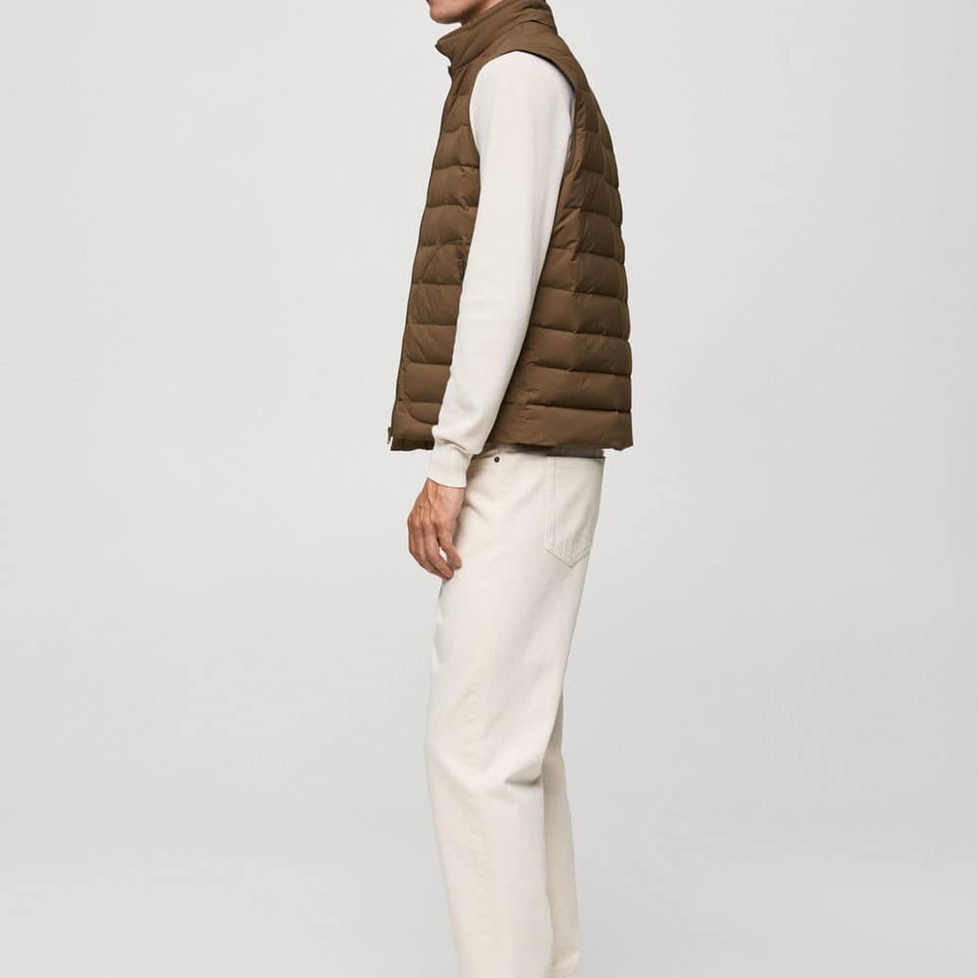 Mango Erkek Tüy Dolgulu Kapitone Yelek Tütün Kahvesi