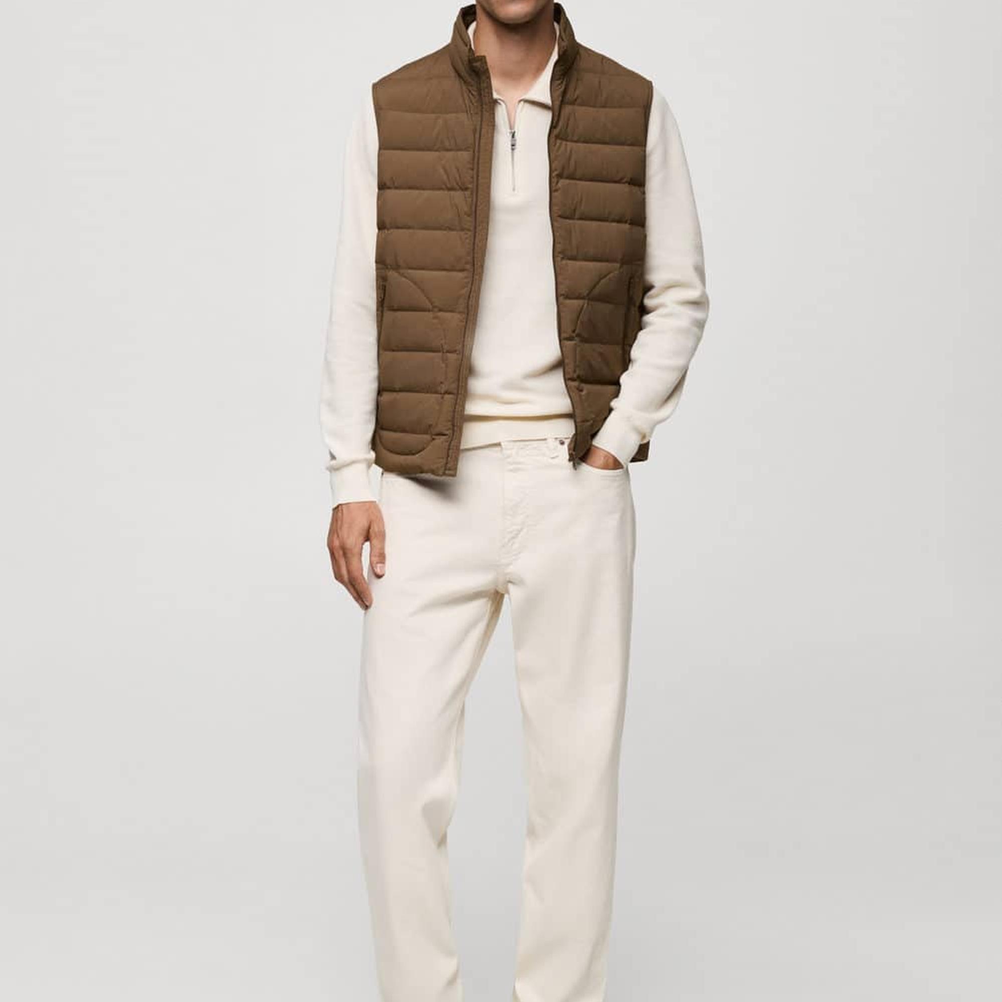 Mango Erkek Tüy Dolgulu Kapitone Yelek Tütün Kahvesi