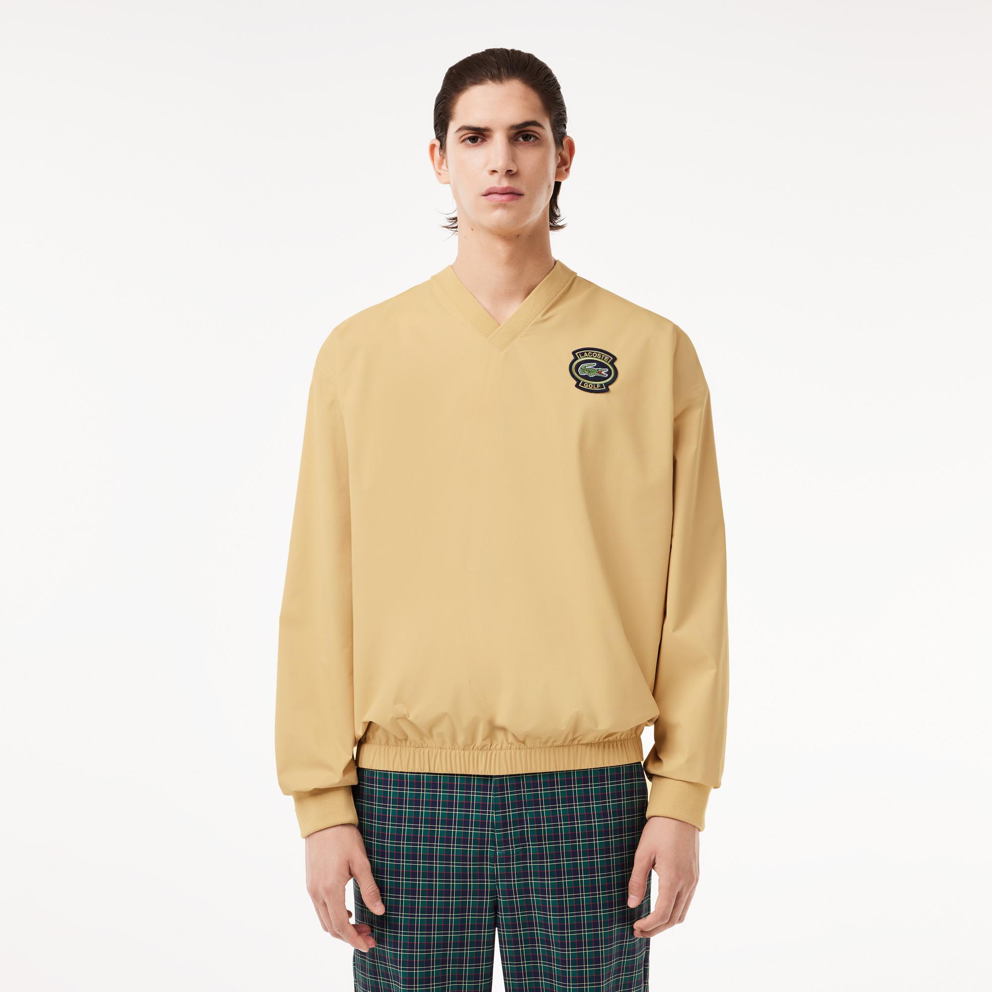Erkek Loose Fit V Yaka Sarı Sweatshirt