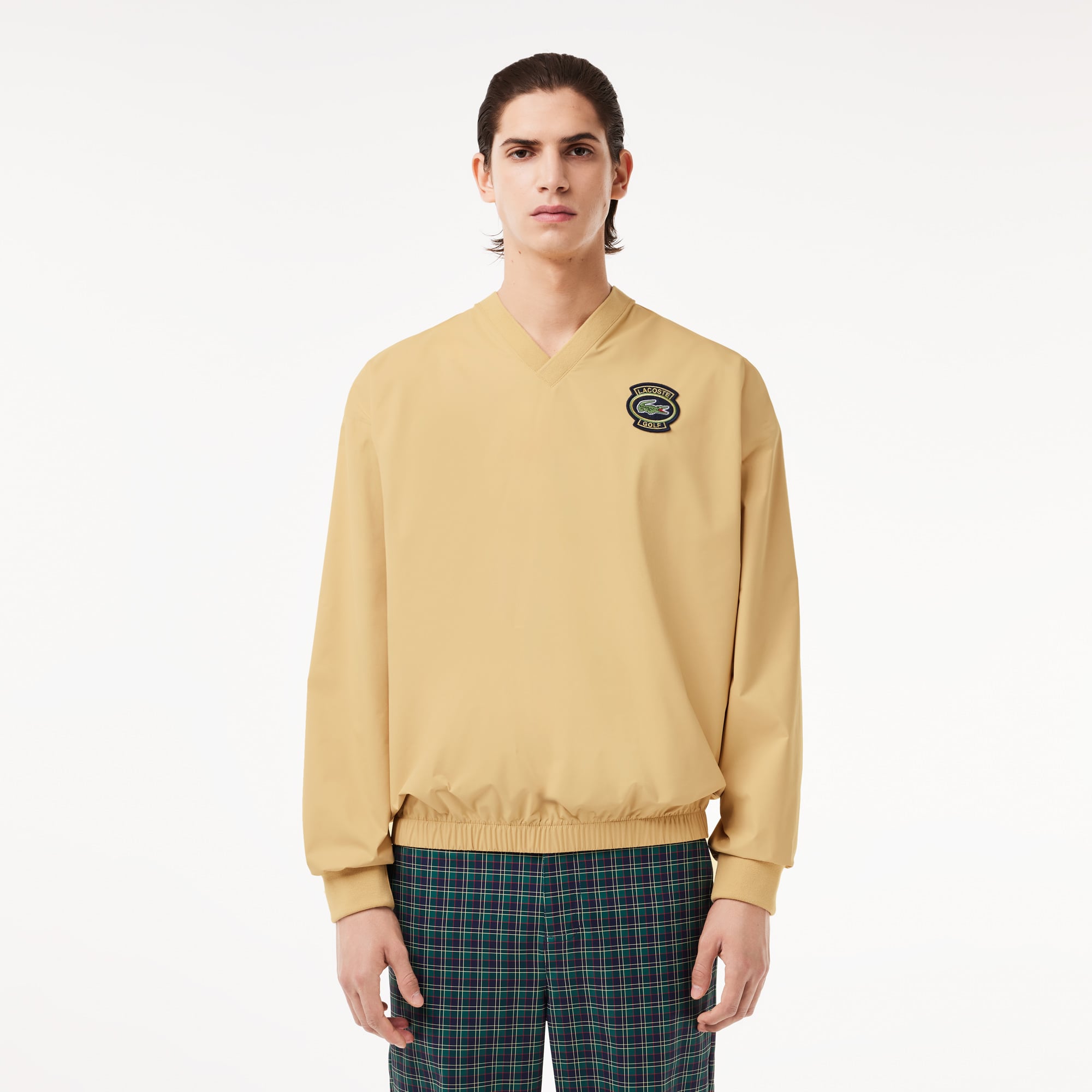  Erkek Loose Fit V Yaka Sarı Sweatshirt