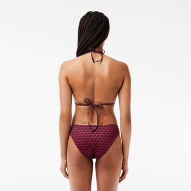  Kadın Monogram Bordo Bikini Üstü