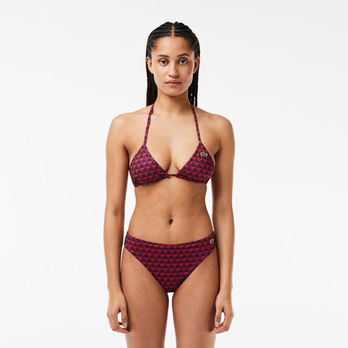  Kadın Monogram Bordo Bikini Üstü
