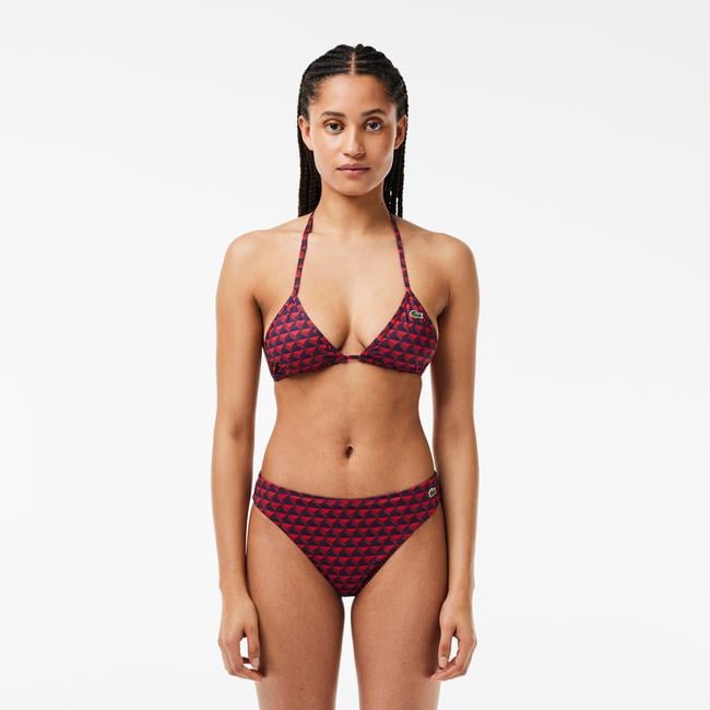  Kadın Monogram Bordo Bikini Üstü