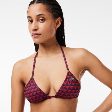  Kadın Monogram Bordo Bikini Üstü