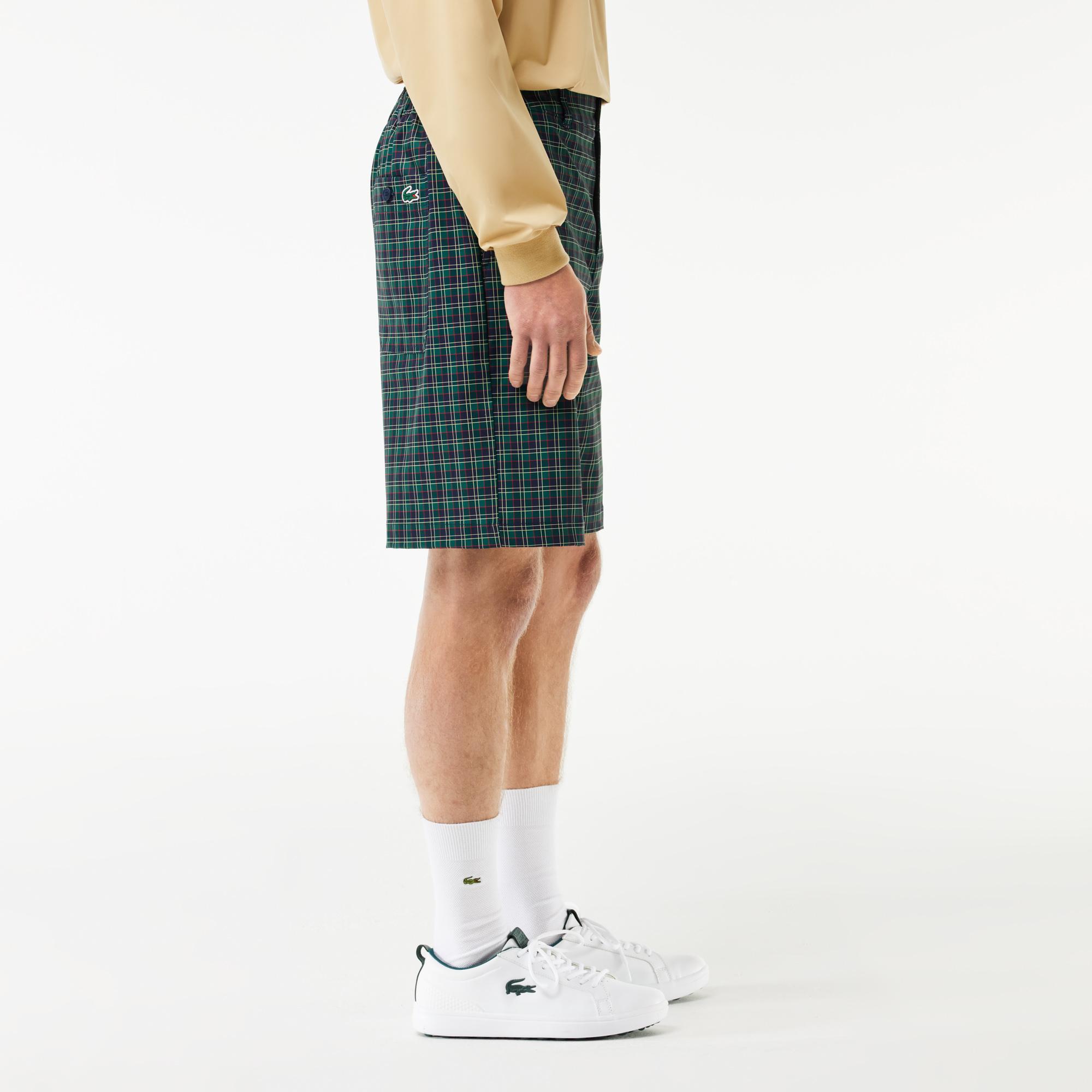 Erkek Loose Fit Ekose Lacivert Bermuda