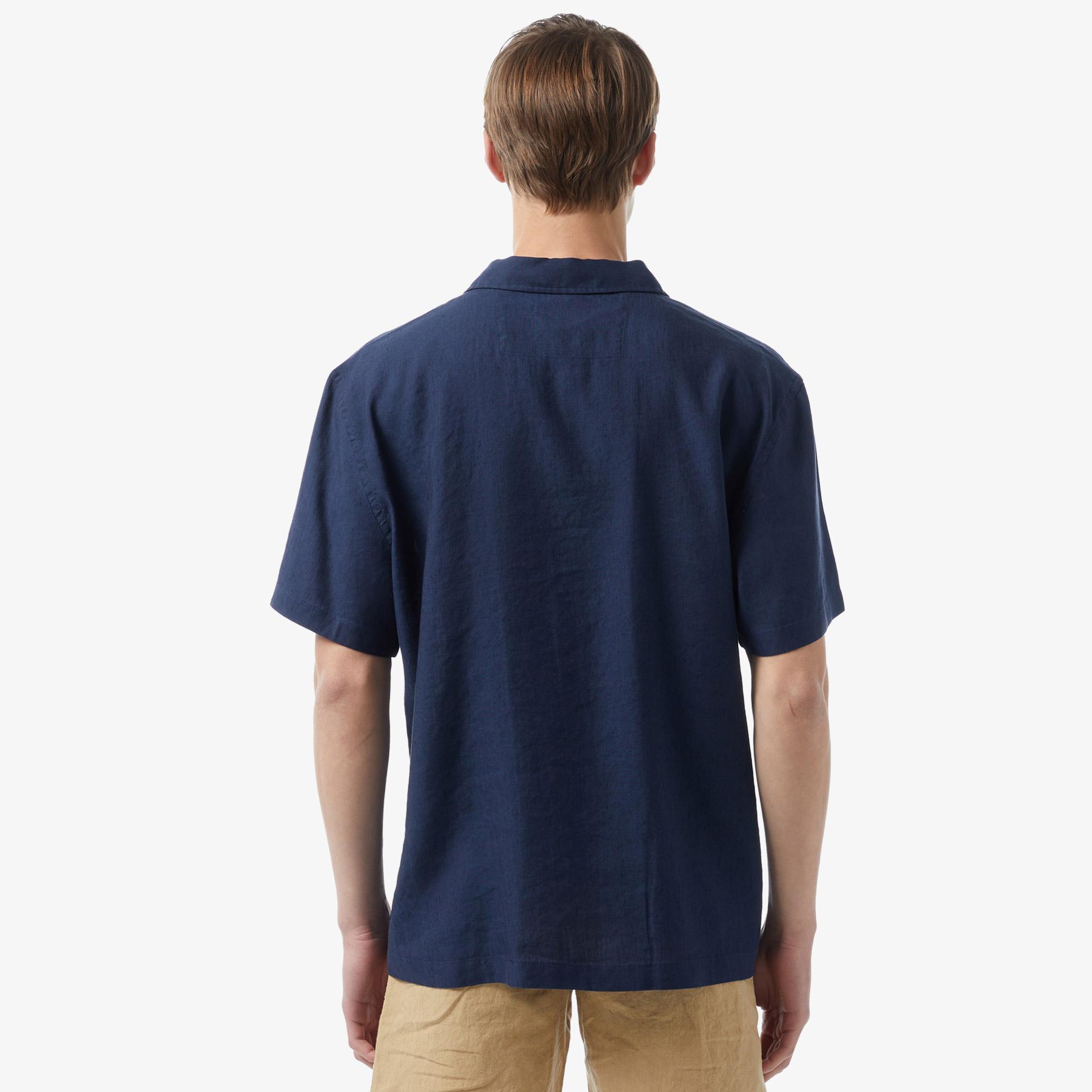 Erkek Relaxed Fit Kısa Kollu Lacivert Gömlek