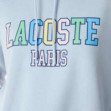  Kadın Relaxed Fit Kapüşonlu Baskılı Mavi Sweatshirt