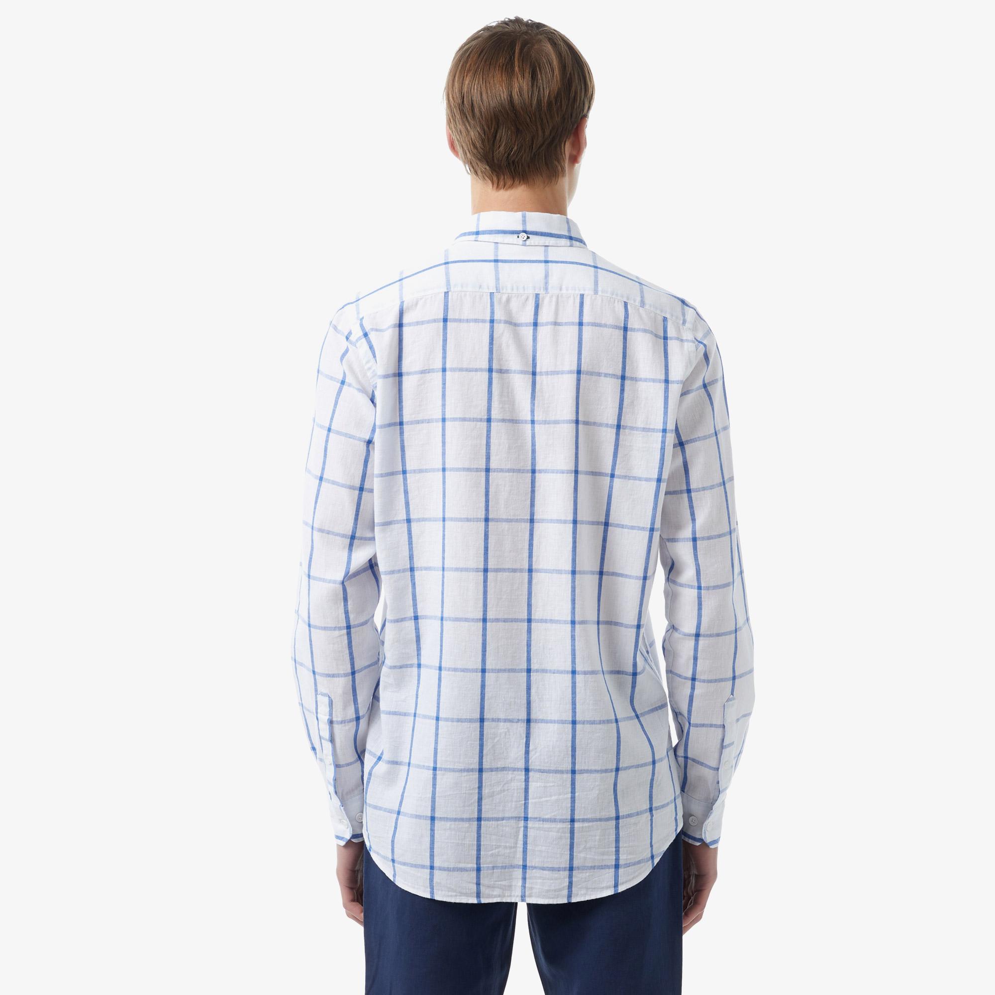 Erkek Regular Fit Ekose Mavi Gömlek