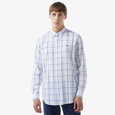  Erkek Regular Fit Ekose Mavi Gömlek