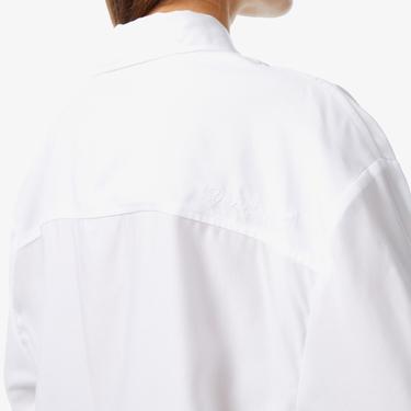  Kadın Relaxed Fit Kısa Kollu Beyaz Gömlek