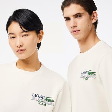  Roland Garros Unisex Relaxed Fit Bisiklet Yaka Beyaz Sweatshirt