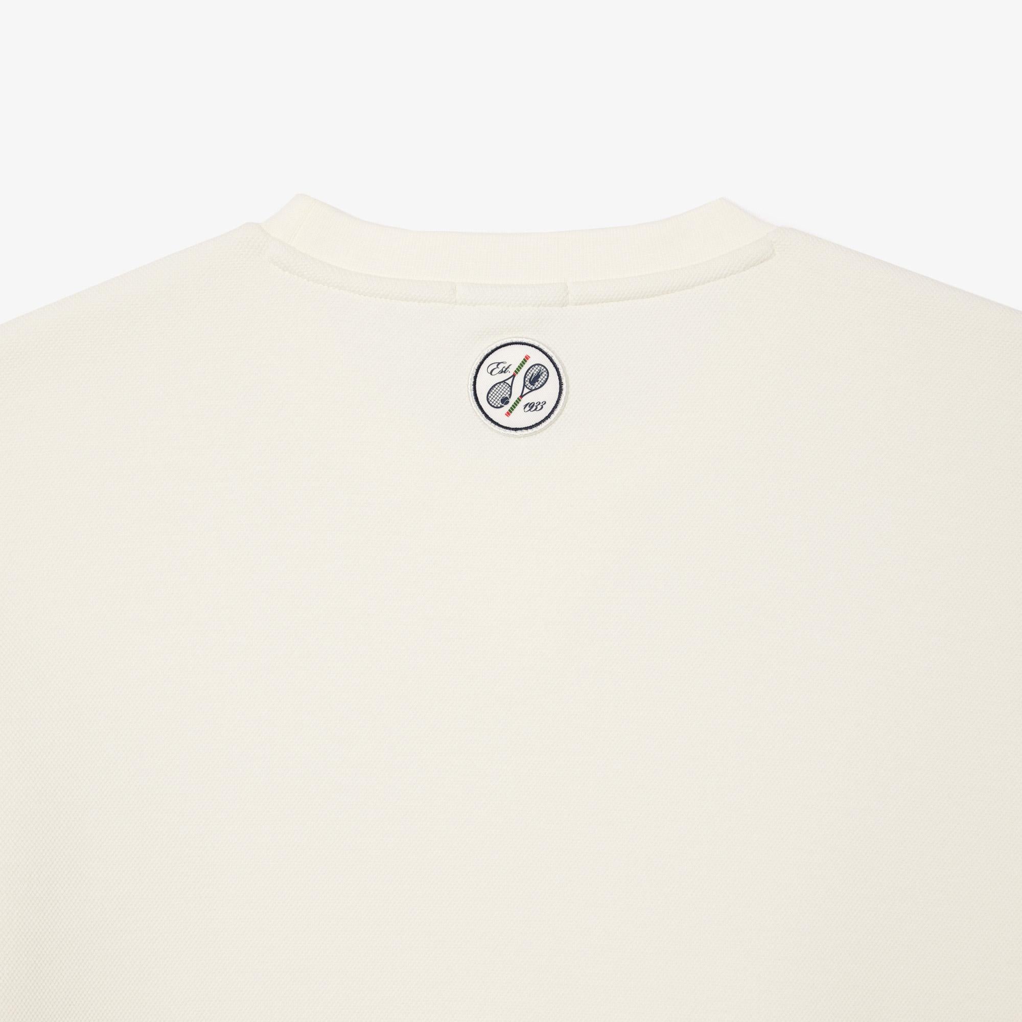 Roland Garros Unisex Relaxed Fit Bisiklet Yaka Beyaz Sweatshirt