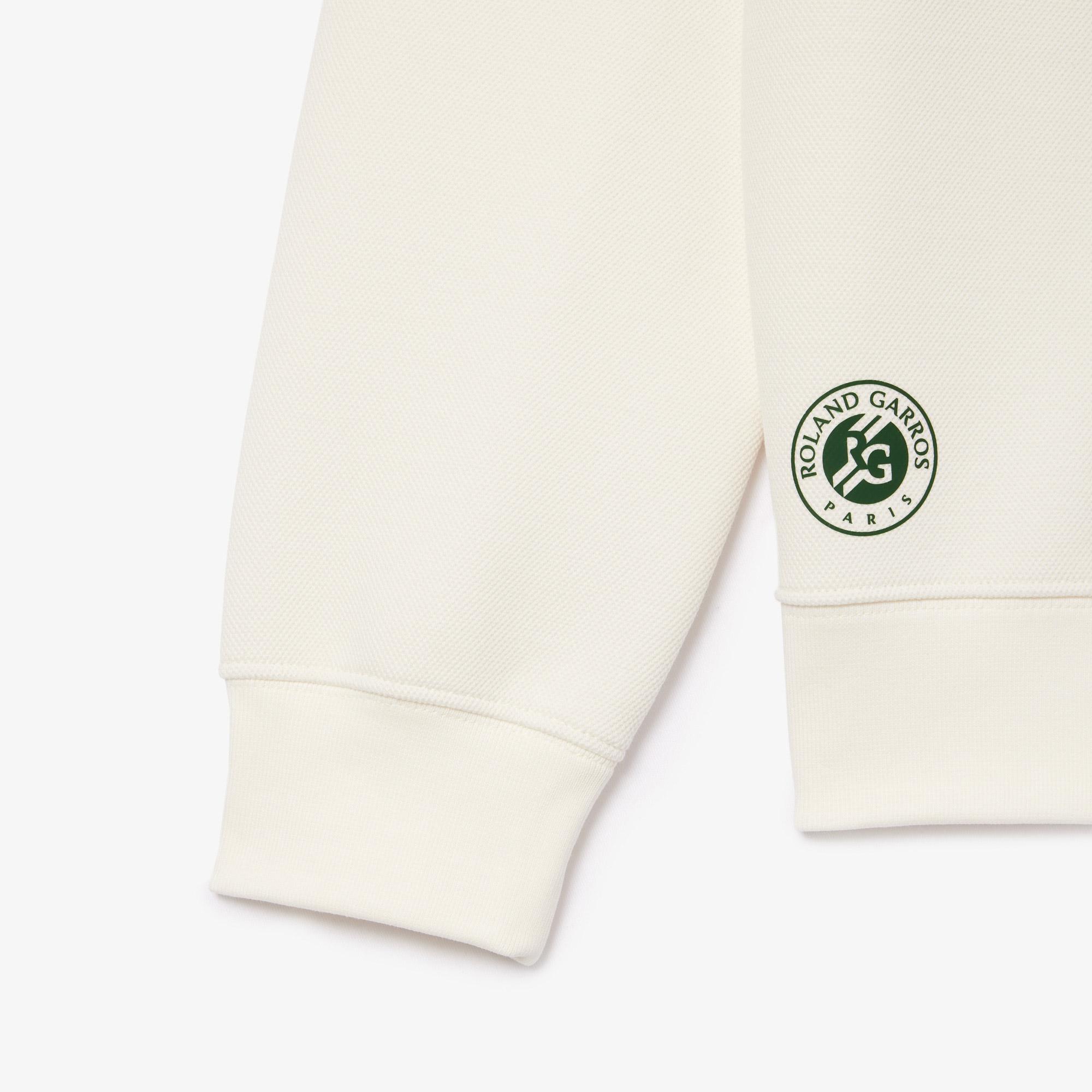 Roland Garros Unisex Relaxed Fit Bisiklet Yaka Beyaz Sweatshirt