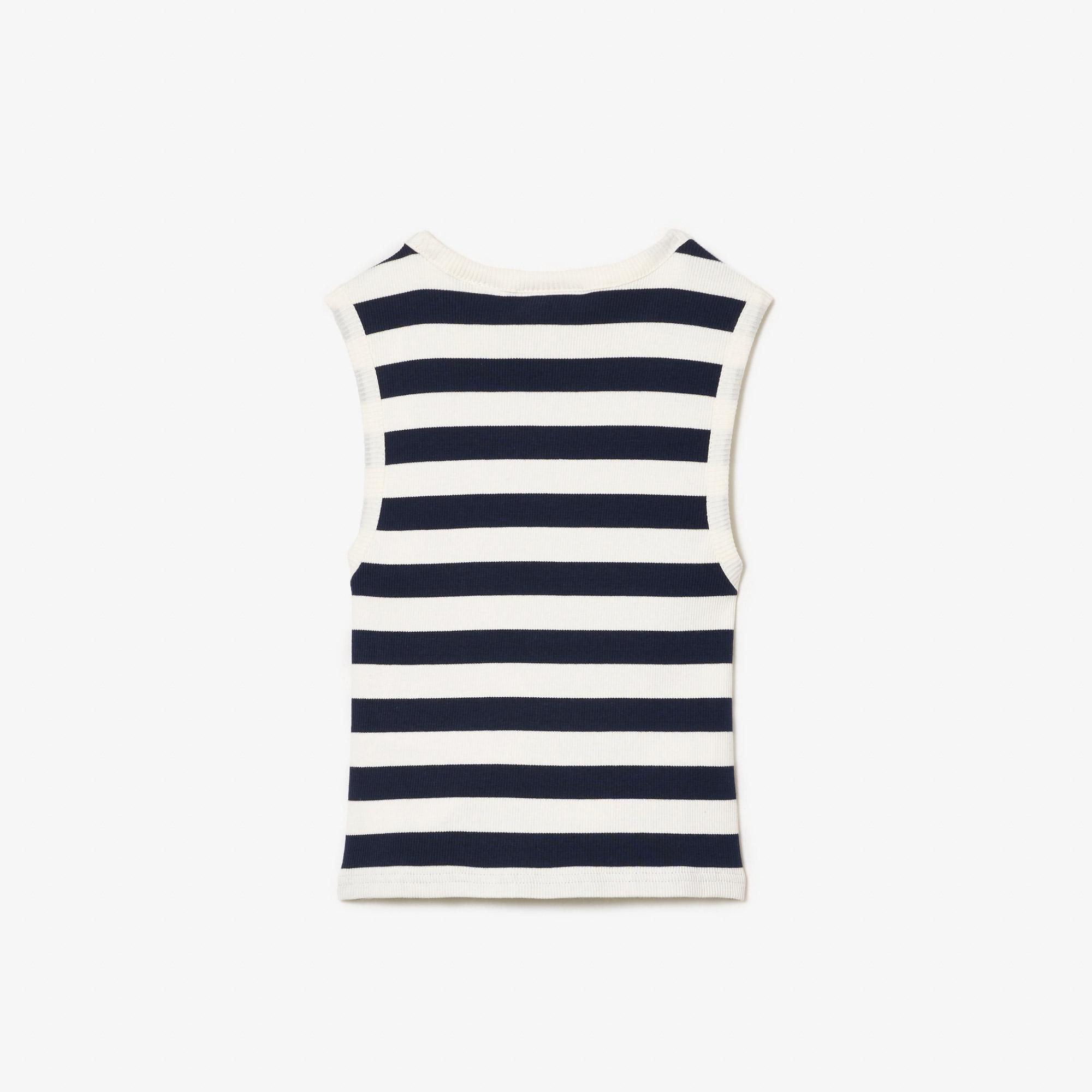 Lacoste Çocuk Kolsuz Bisiklet Yaka Çizgili Beyaz T-Shirt