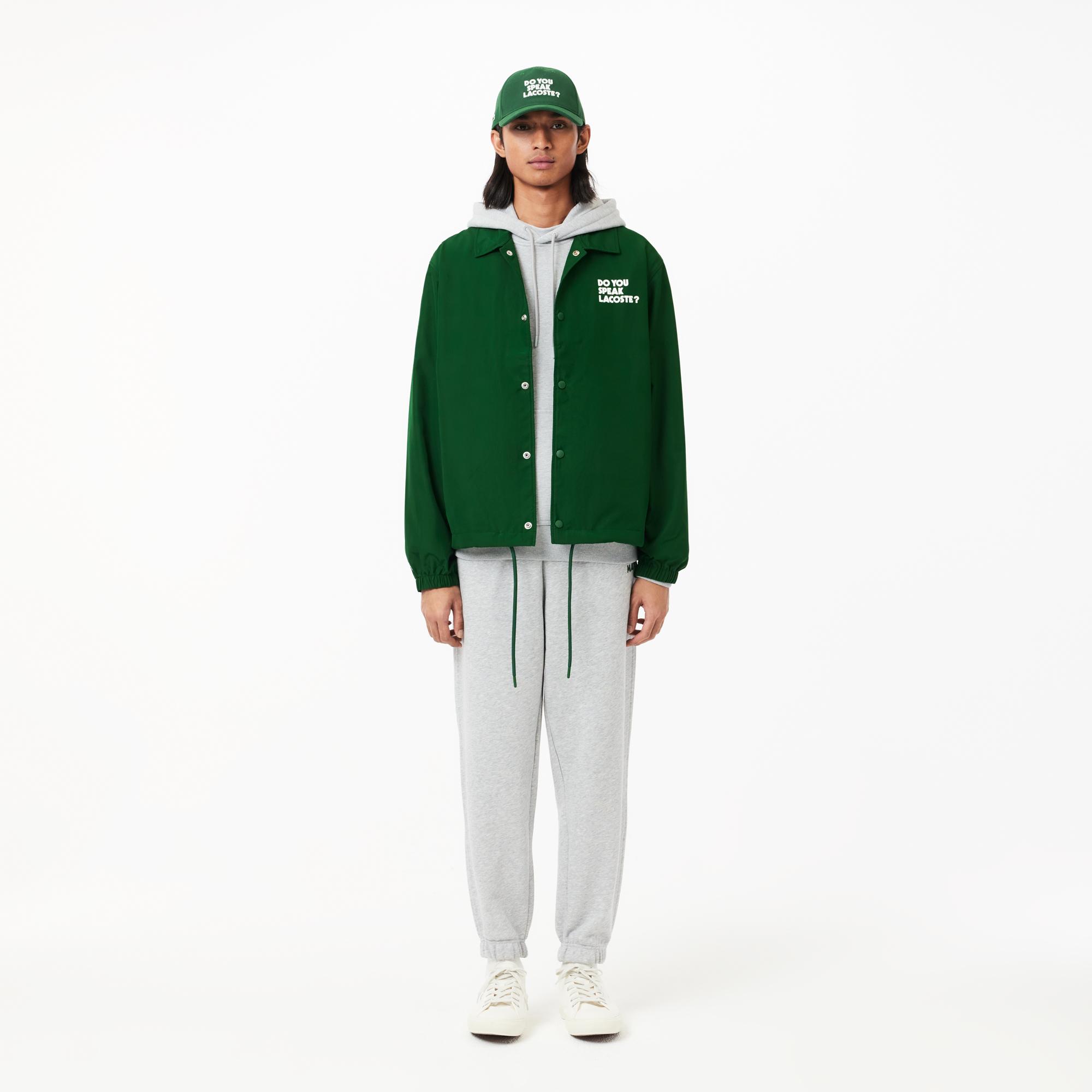 Unisex Polo Yaka Baskılı Yeşil Ceket