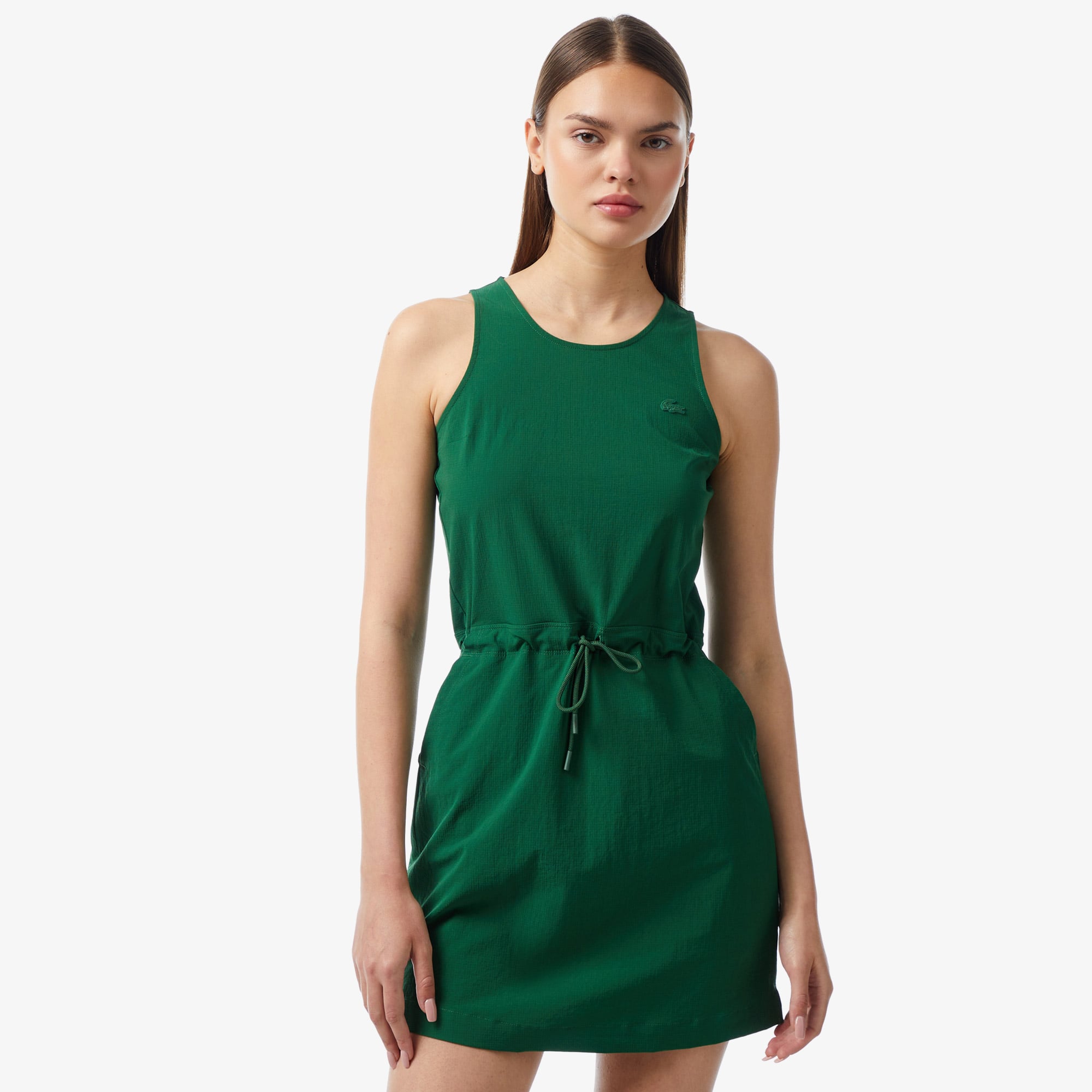  Kadın Straight Fit Kolsuz Yeşil Elbise