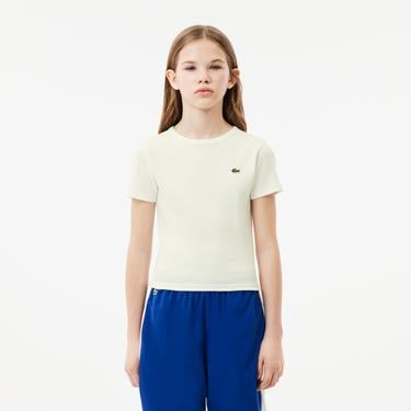  Lacoste Çocuk Bisiklet Yaka Beyaz T-Shirt
