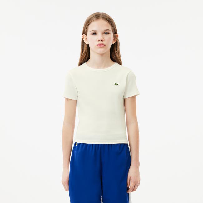  Lacoste Çocuk Bisiklet Yaka Beyaz T-Shirt