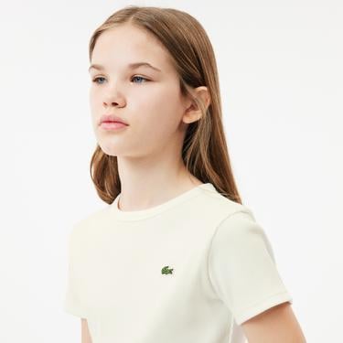  Lacoste Çocuk Bisiklet Yaka Beyaz T-Shirt