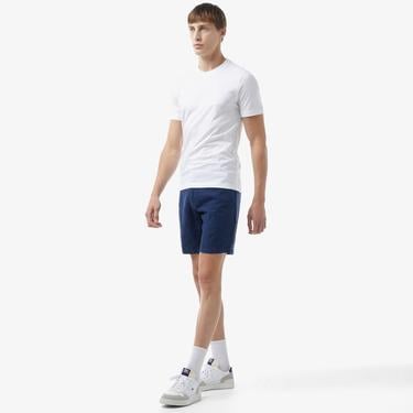  Erkek Slim Fit Keten Lacivert Bermuda