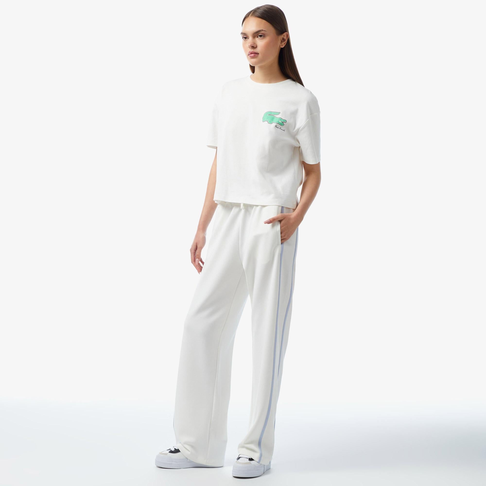 Kadın Flare Fit Beyaz Eşofman Altı