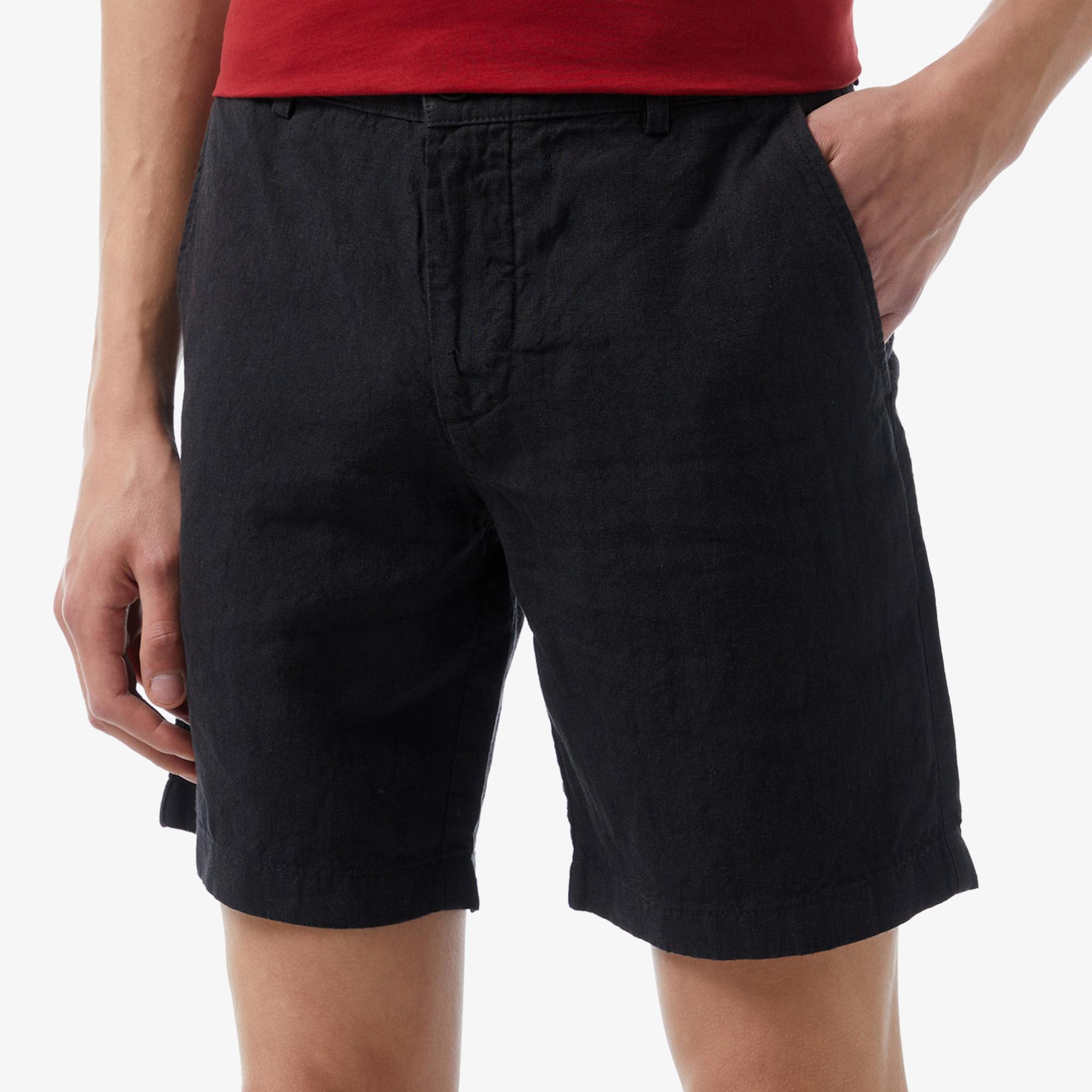 Lacoste Erkek Slim Fit Keten Siyah Bermuda Şort