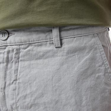  Erkek Slim Fit Keten Gri Bermuda
