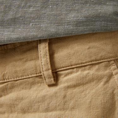  Erkek Slim Fit Keten Bej Bermuda