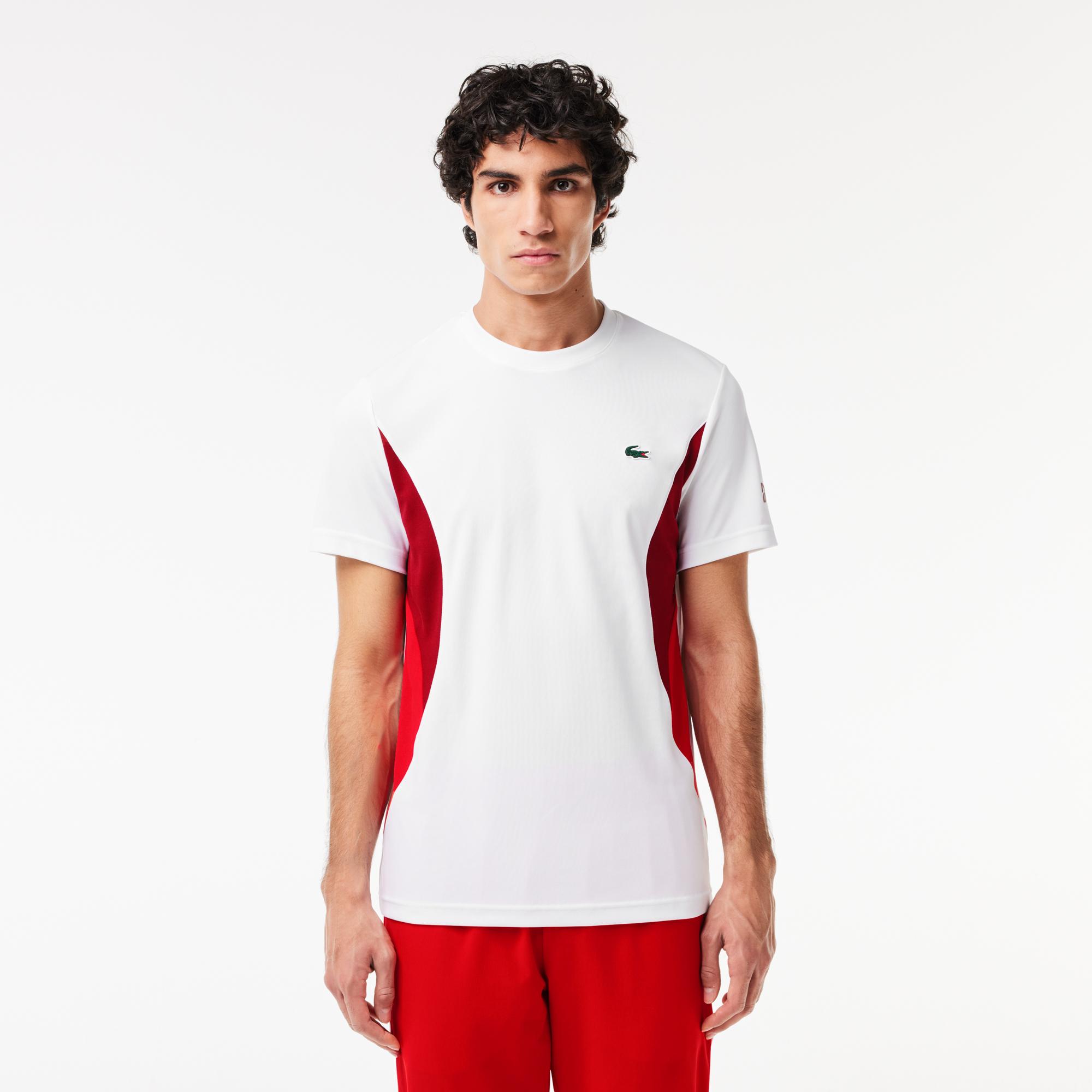 SPORT x Novak Djokovic Erkek Regular Fit Bisiklet Yaka Renk Bloklu Beyaz T-Shirt