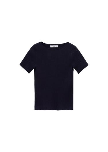  Mango Kadın Kısa Kollu Ince Triko Tişört Lacivert