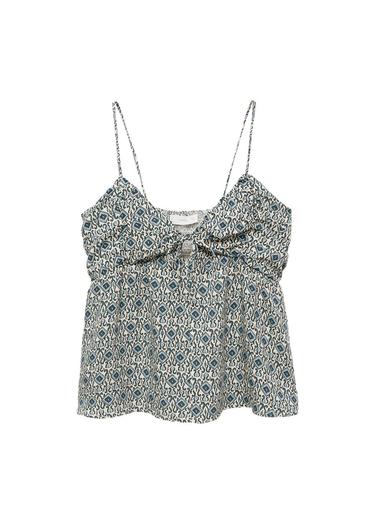  Mango Çocuk Desenli Dökümlü Bluz Ekru