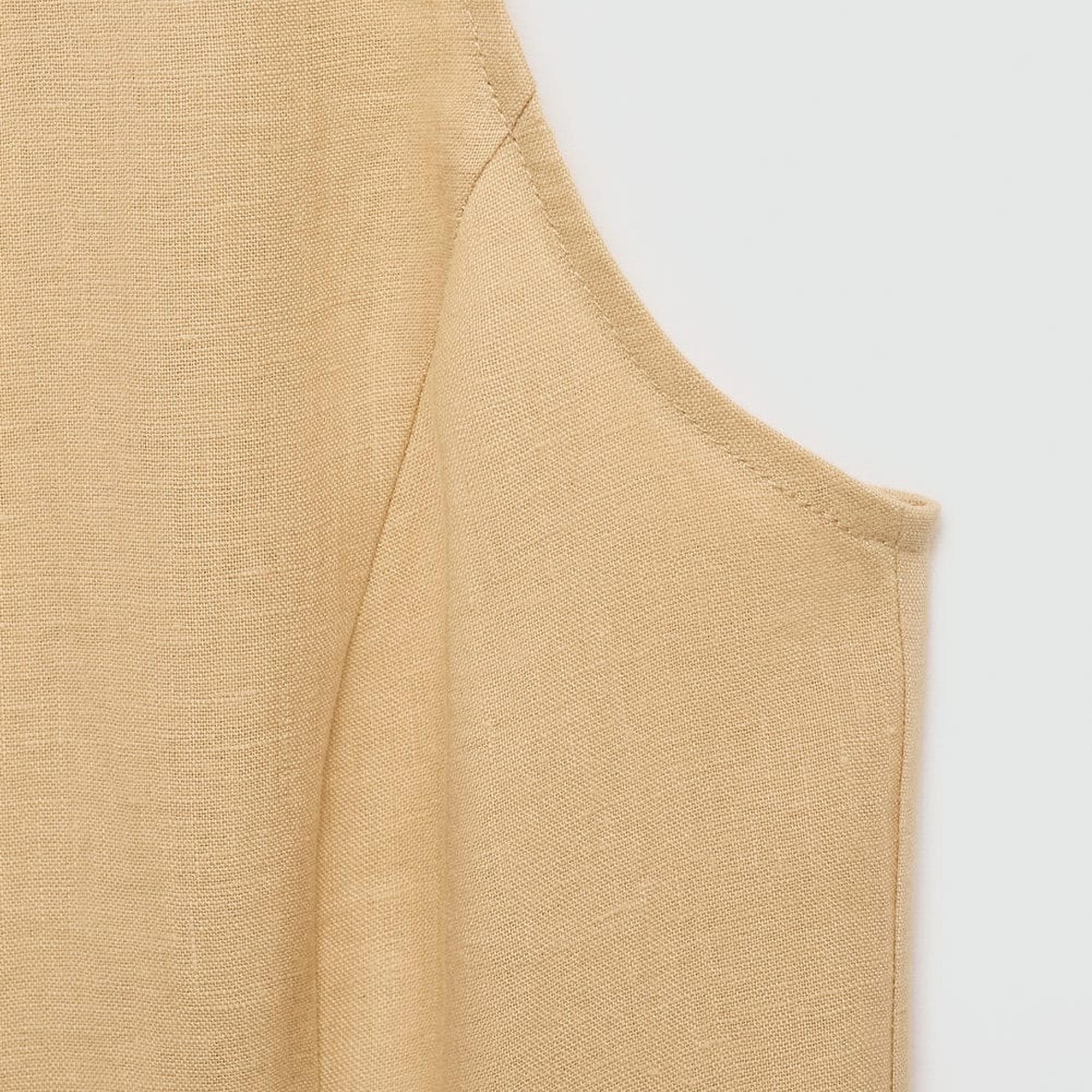 Mango Kadın Keten Gömlek Elbise Koyu Sarı