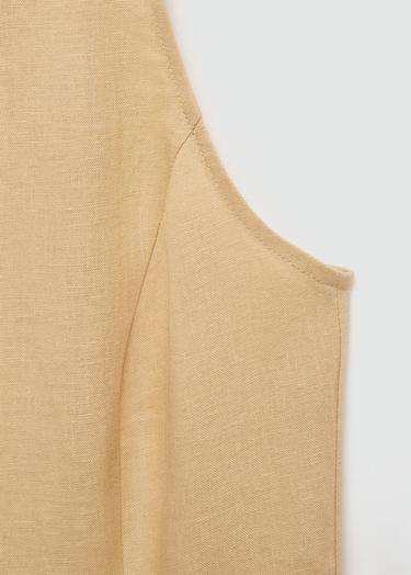  Mango Kadın Keten Gömlek Elbise Koyu Sarı