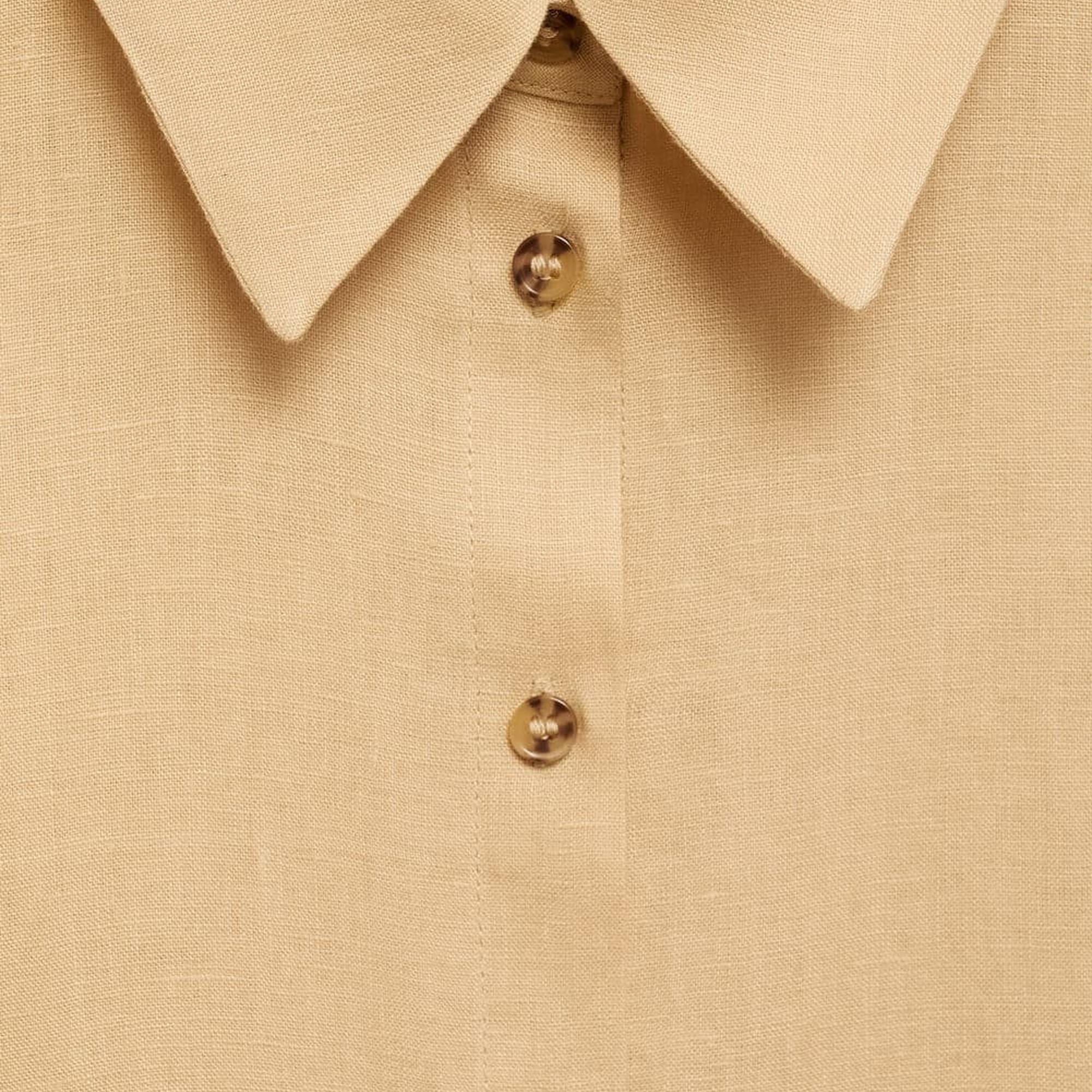 Mango Kadın Keten Gömlek Elbise Koyu Sarı