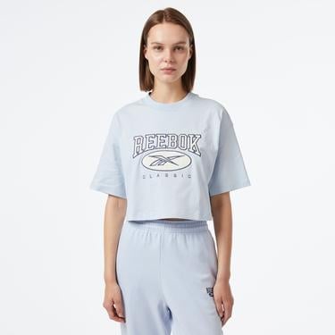  Reebok Classic Big Logo Kadın Mavi Günlük T-Shirt
