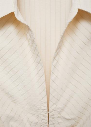  Mango Kadın Çizgili Fermuarlı Bluz Ekru