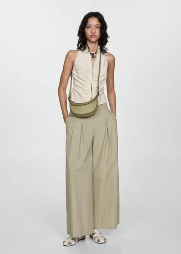  Mango Kadın Çizgili Fermuarlı Bluz Ekru