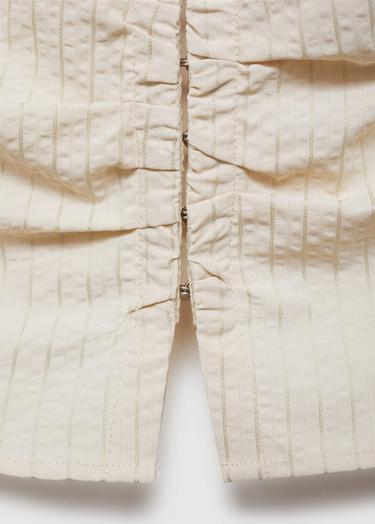  Mango Kadın Çizgili Fermuarlı Bluz Ekru