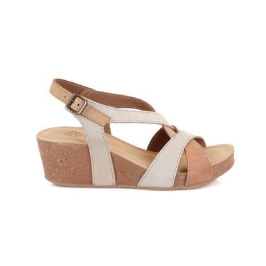  Kadın Kahve Dolgu Topuklu Deri Sandalet